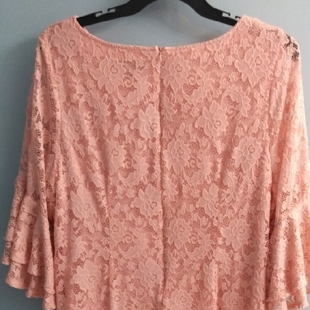 Perceptions Pink Flutter Sleeve Ruffled Blouse - Picture 3 of 5